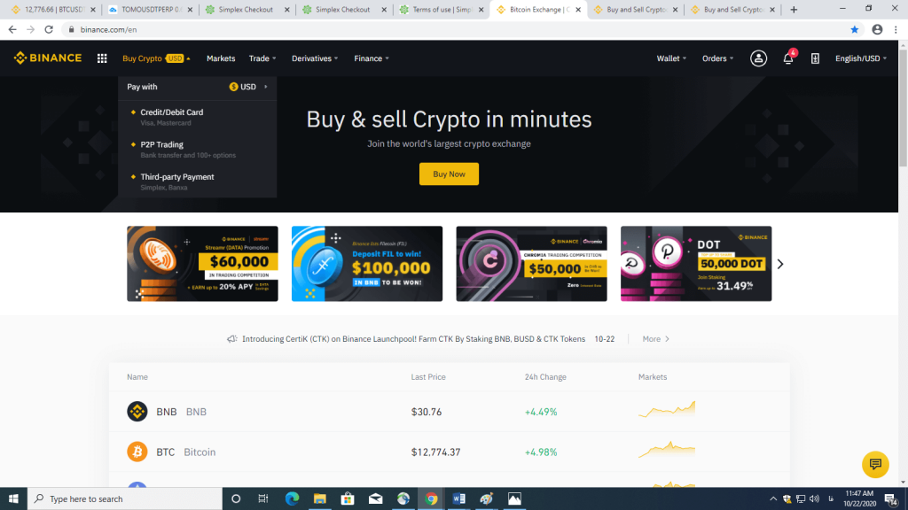 خرید کریپتو در بایننس
