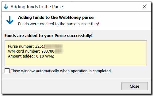 پرداخت موفق شارژ حساب webmoney