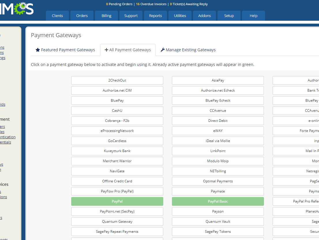 تنظیمات پی پل برای whmcs